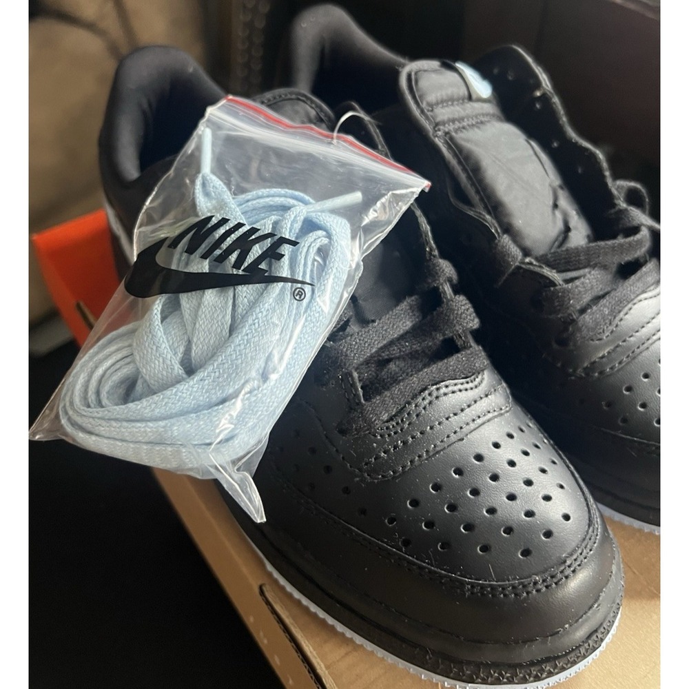Nike Court Vision Low Women's Size 7.5 Lace-Up Black/Sky Blue Comfort Sneakers - Picture 5 of 9